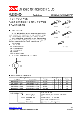 MJE13005DL-X-TM3-T Datasheet PDF Unisonic Technologies
