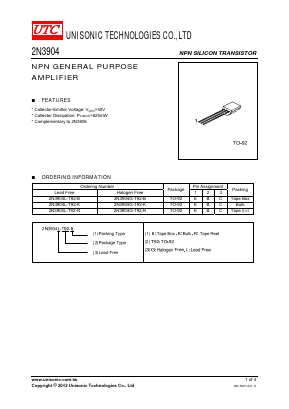 2N3904G-T92-R Datasheet PDF Unisonic Technologies