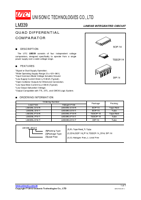 LM339G-D14-R Datasheet PDF Unisonic Technologies