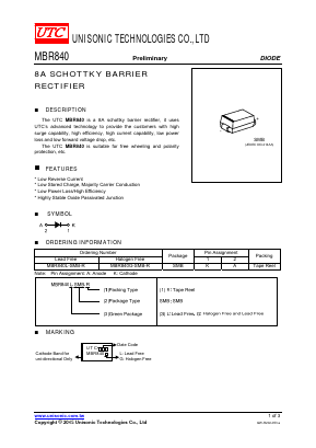 MBR840 Datasheet PDF Unisonic Technologies