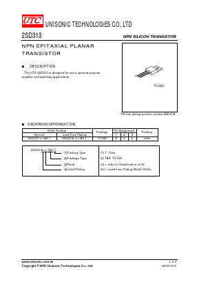 2SD313-D-TA3-T Datasheet PDF Unisonic Technologies