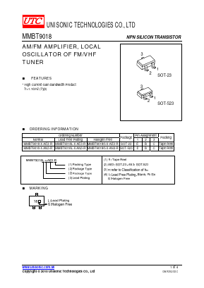 MMBT9018-X-AN3-R Datasheet PDF Unisonic Technologies