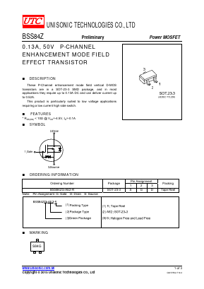 BSS84Z Datasheet PDF Unisonic Technologies