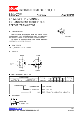 BSS84ZDW Datasheet PDF Unisonic Technologies