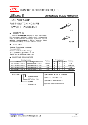 MJE13001-E Datasheet PDF Unisonic Technologies