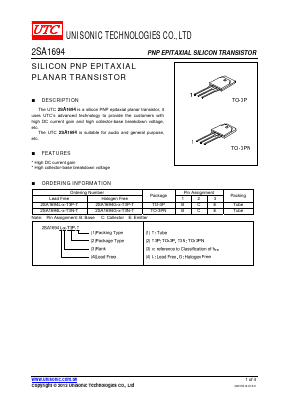 2SA1694G-X-T3N-T Datasheet PDF Unisonic Technologies