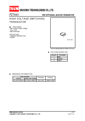 PZT5401 Datasheet PDF Unisonic Technologies