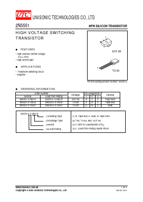 2N5551 Datasheet PDF Unisonic Technologies