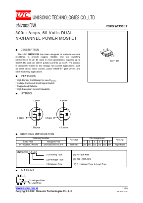 2N7002DWL-AL6-R Datasheet PDF Unisonic Technologies