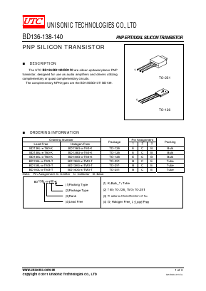 BD136G-X-TM3-T Datasheet PDF Unisonic Technologies