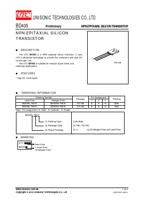BD435G-T60-K Datasheet PDF Unisonic Technologies