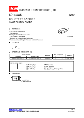 SD103AWS Datasheet PDF Unisonic Technologies