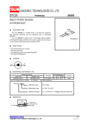 BYC20 Datasheet PDF Unisonic Technologies