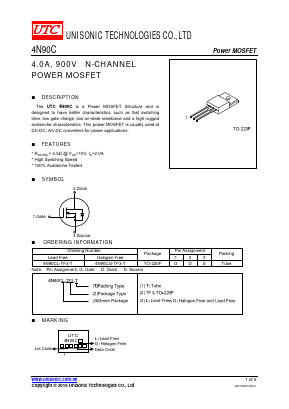 4N90CG-TF3-T Datasheet PDF Unisonic Technologies