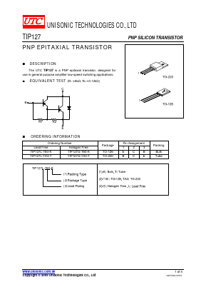 TIP127G-TA3-T Datasheet PDF Unisonic Technologies