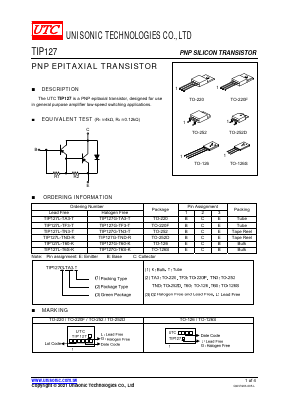 TIP127G-T6S-K Datasheet PDF Unisonic Technologies