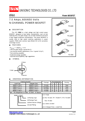 8N60L-X-TF3-T Datasheet PDF Unisonic Technologies