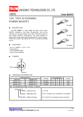 10N70L-TF2-T Datasheet PDF Unisonic Technologies