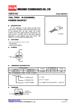 10N70-HC Datasheet PDF Unisonic Technologies