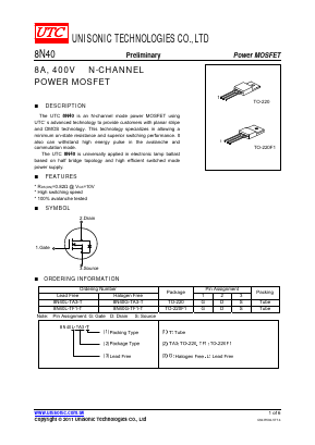 8N40 Datasheet PDF Unisonic Technologies