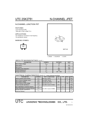 2SK2751 Datasheet PDF Unisonic Technologies