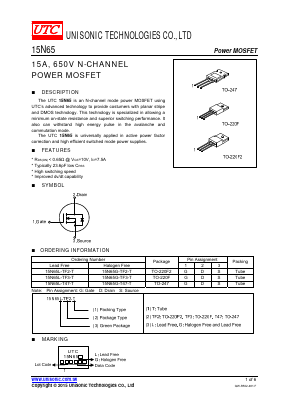 15N65L-TF2-T Datasheet PDF Unisonic Technologies