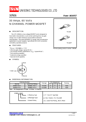 30N06 Datasheet PDF Unisonic Technologies