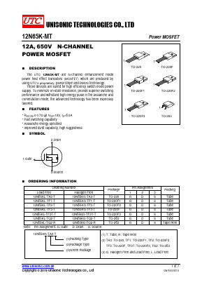 12N65K-MT Datasheet PDF Unisonic Technologies