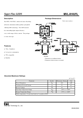 MVL-914UYLK Datasheet PDF Unity Opto Technology