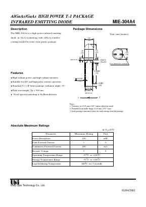 MIE-304A4 Datasheet PDF Unity Opto Technology