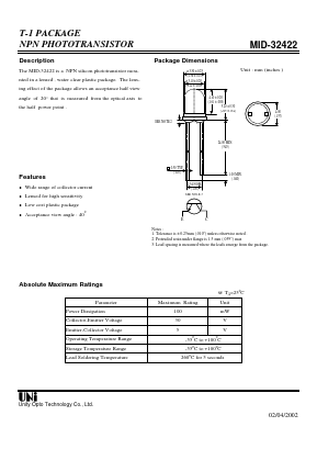 MID-32422 Datasheet PDF Unity Opto Technology