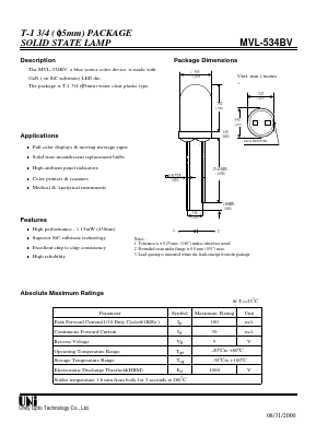 MVL-534BV Datasheet PDF Unity Opto Technology
