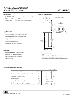 MVL-534BG Datasheet PDF Unity Opto Technology