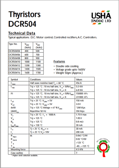 DCR504-06 Datasheet PDF Usha Ltd 