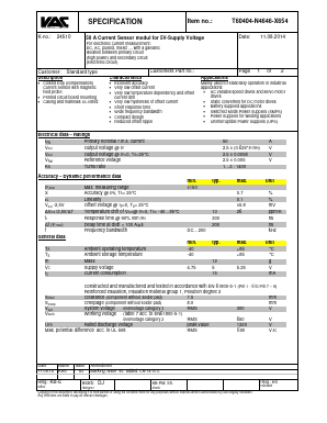 T60404-N4646-X654 Datasheet PDF VACUUMSCHMELZE GmbH & Co. KG