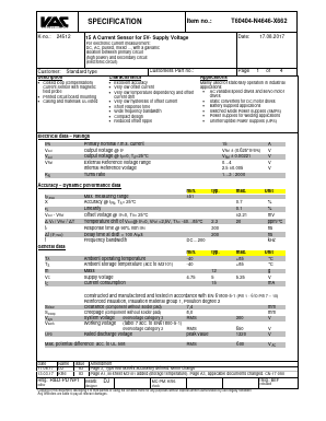 T60404-N4646-X662 Datasheet PDF VACUUMSCHMELZE GmbH & Co. KG