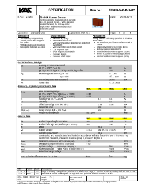 T60404-N4646-X412 Datasheet PDF VACUUMSCHMELZE GmbH & Co. KG