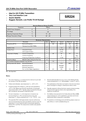 SR224 Datasheet PDF Vanlong Technology Co., Ltd.