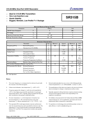 SR315B Datasheet PDF Vanlong Technology Co., Ltd.