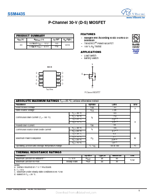 SSM4435 Datasheet PDF VBsemi Electronics Co.,Ltd