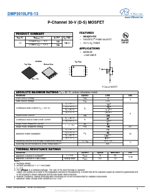 DMP3010LPS-13 Datasheet PDF VBsemi Electronics Co.,Ltd