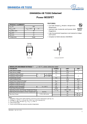 SW4N60DA Datasheet PDF VBsemi Electronics Co.,Ltd