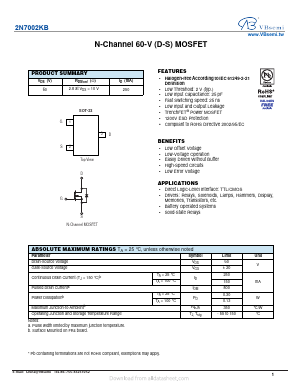 2N7002KB Datasheet PDF VBsemi Electronics Co.,Ltd