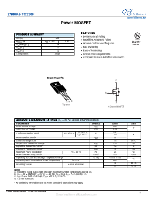 2N80K5 Datasheet PDF VBsemi Electronics Co.,Ltd