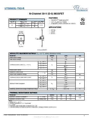 UT50N03L-TN3-R Datasheet PDF VBsemi Electronics Co.,Ltd