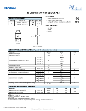 ME70N03A Datasheet PDF VBsemi Electronics Co.,Ltd