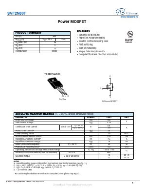 SVF2N80F Datasheet PDF VBsemi Electronics Co.,Ltd