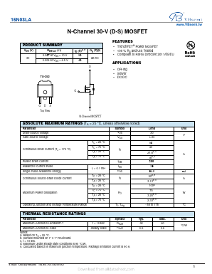 15N03LA Datasheet PDF VBsemi Electronics Co.,Ltd