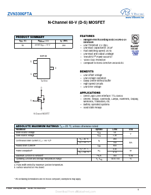 ZVN3306FTA Datasheet PDF VBsemi Electronics Co.,Ltd