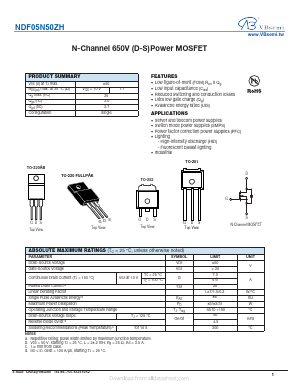 NDF05N50ZH Datasheet PDF VBsemi Electronics Co.,Ltd